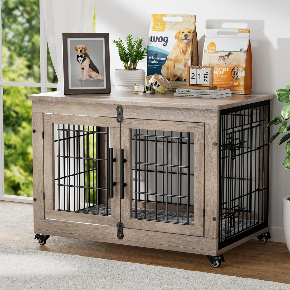 Dog Crate Furniture with Cushion_furrificpet.com