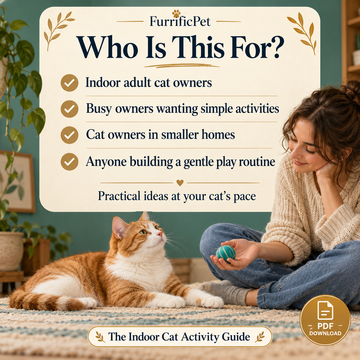The Indoor Cat Activity Guide: Simple Enrichment Ideas & 7-Day Planner (PDF Download)