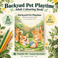 Backyard Pet Playtime – Adult Colouring Book (Printable PDF)