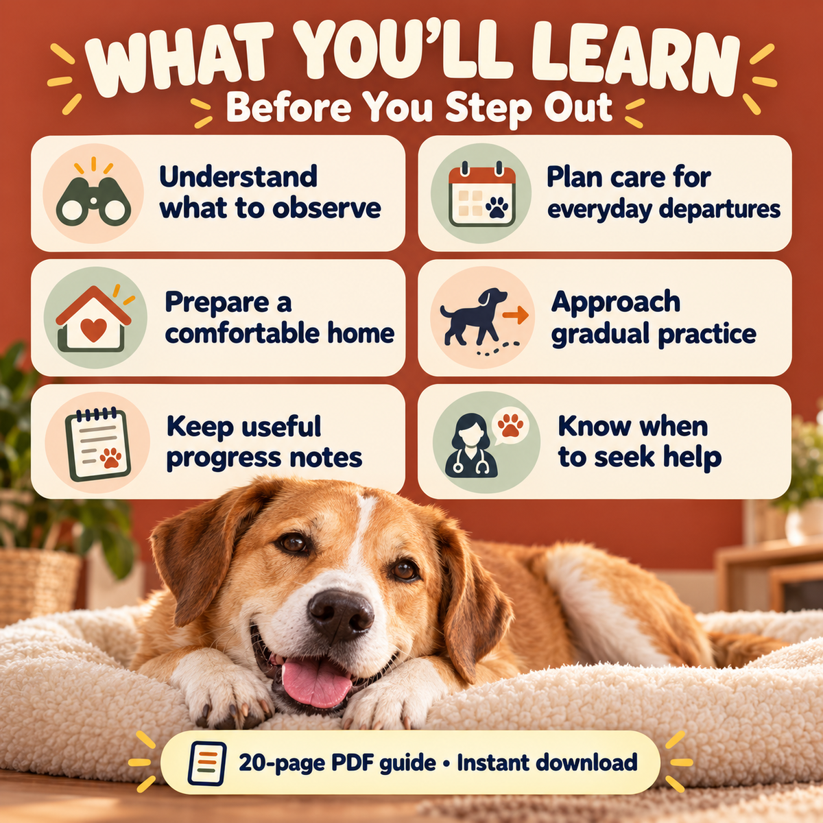 Before You Step Out: A Gentle Guide to Helping Your Dog Feel Comfortable Home Alone (Instant PDF)