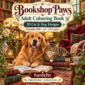 Bookshop Paws – Adult Colouring Book | 20 Cat & Dog Designs (Printable PDF)