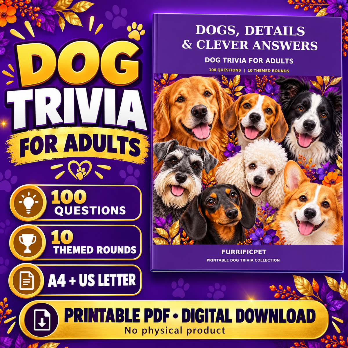 Dog Trivia for Adults – 100 Questions Printable PDF | Dogs, Details & Clever Answers