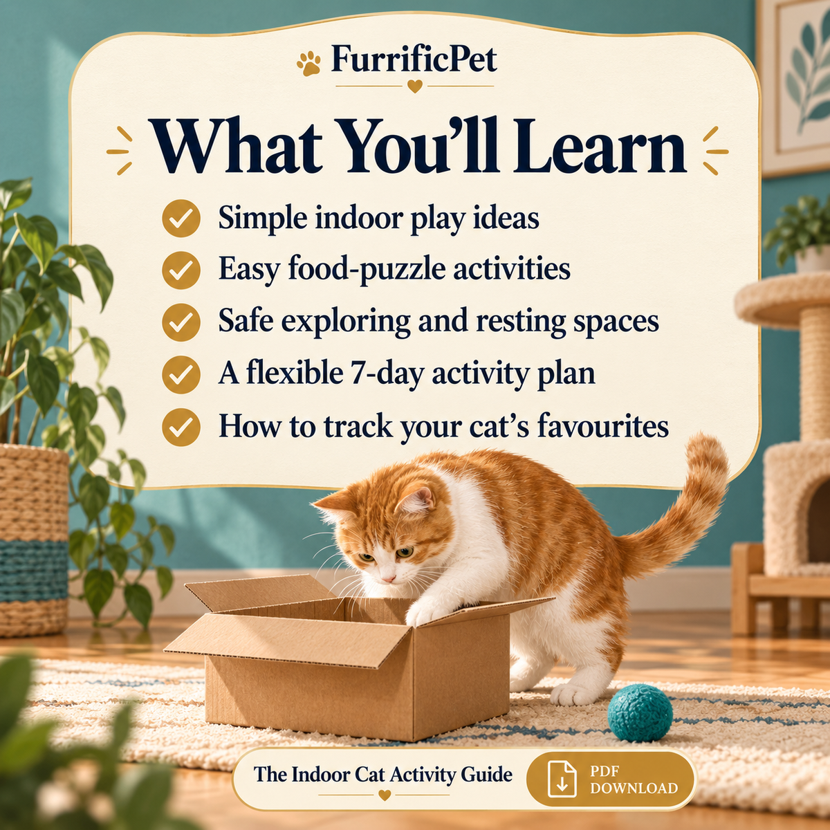 The Indoor Cat Activity Guide: Simple Enrichment Ideas & 7-Day Planner (PDF Download)