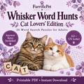 Whisker Word Hunts: Cat Lovers’ Word Search for Adults | Printable PDF