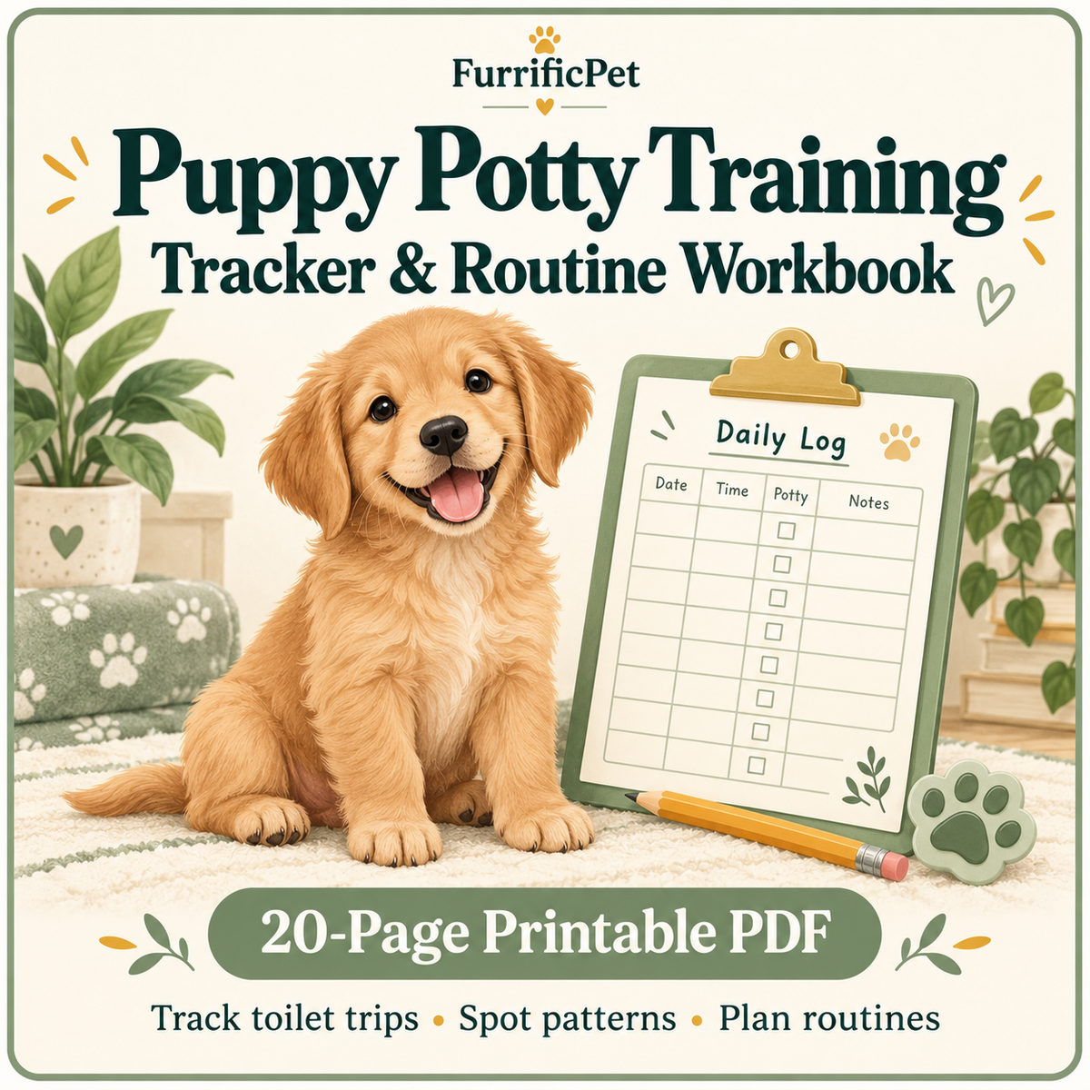 Puppy Potty Training Tracker & Routine Workbook (Printable PDF)