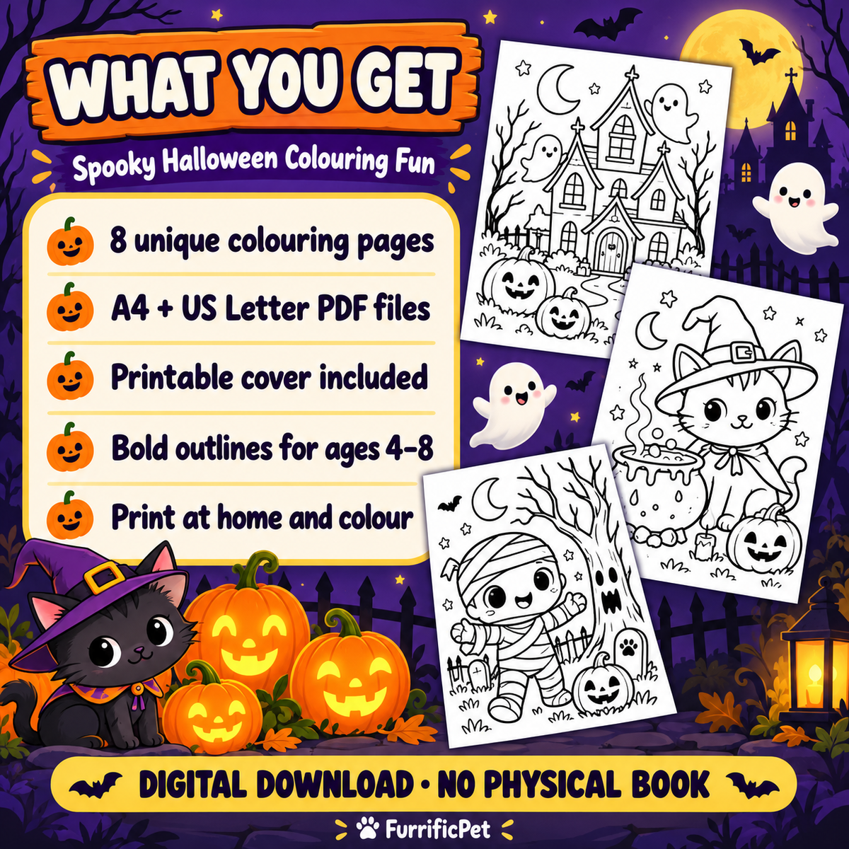Spooky Halloween Colouring Fun for Kids Ages 4–8 — Printable PDF