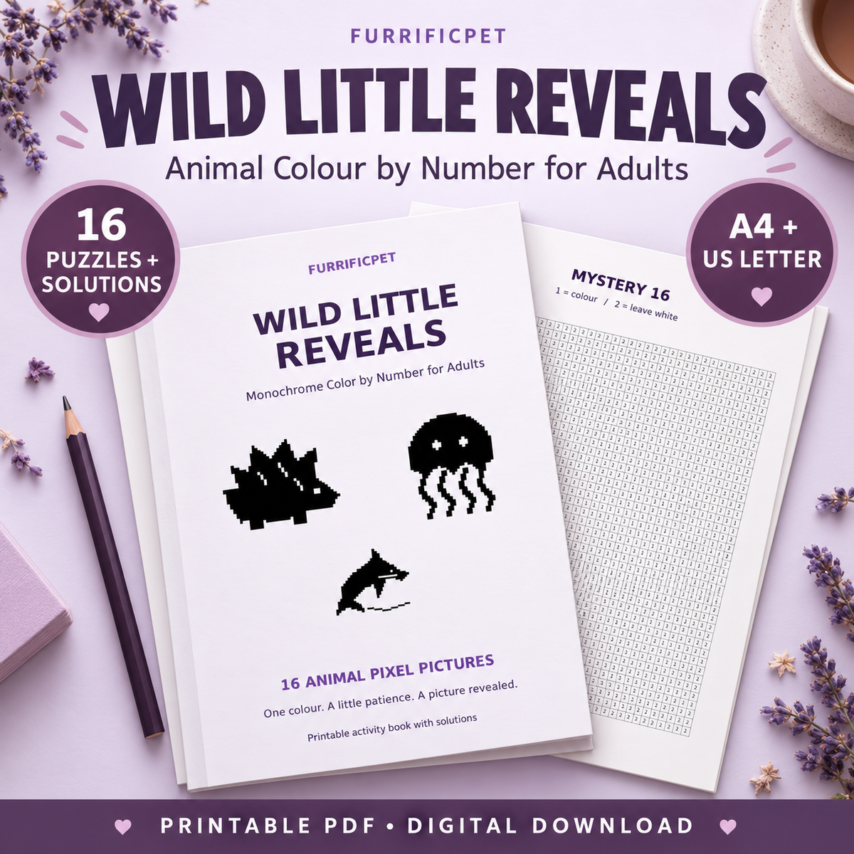 Wild Little Reveals: Animal Colour by Number for Adults – Printable PDF