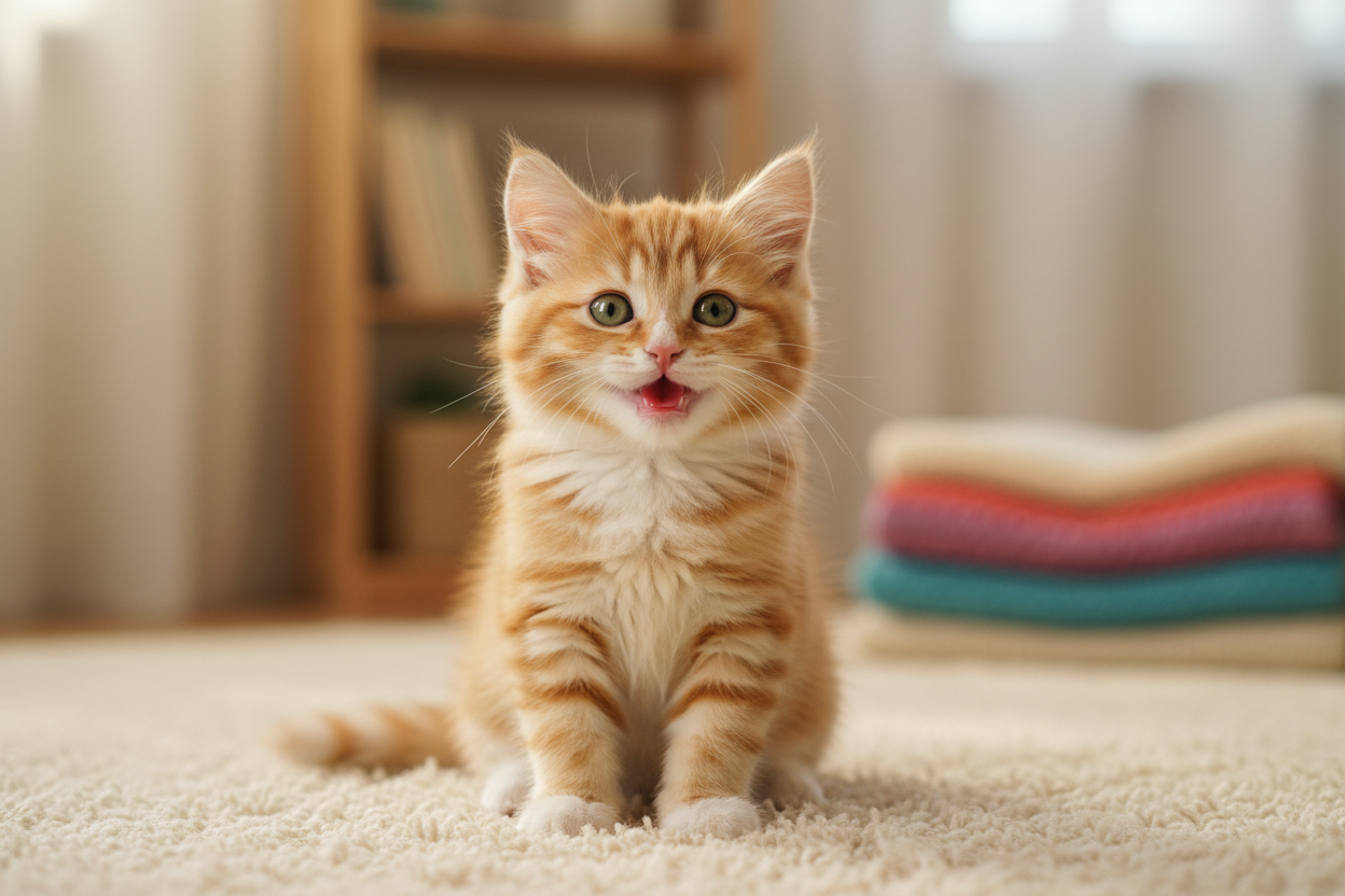 cute kitten sitting and smiling